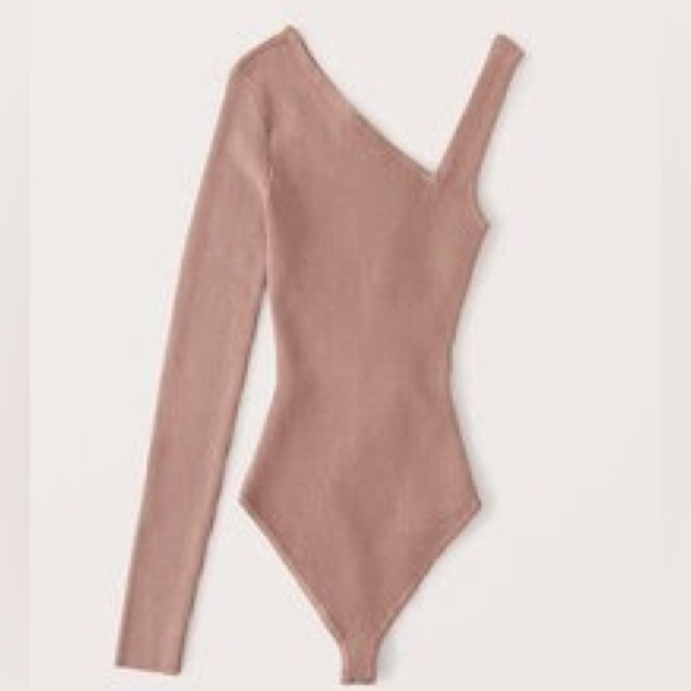 Abercrombie & Fitch Asymmetrical Elevated Knit Bodysuit dark pink size small.